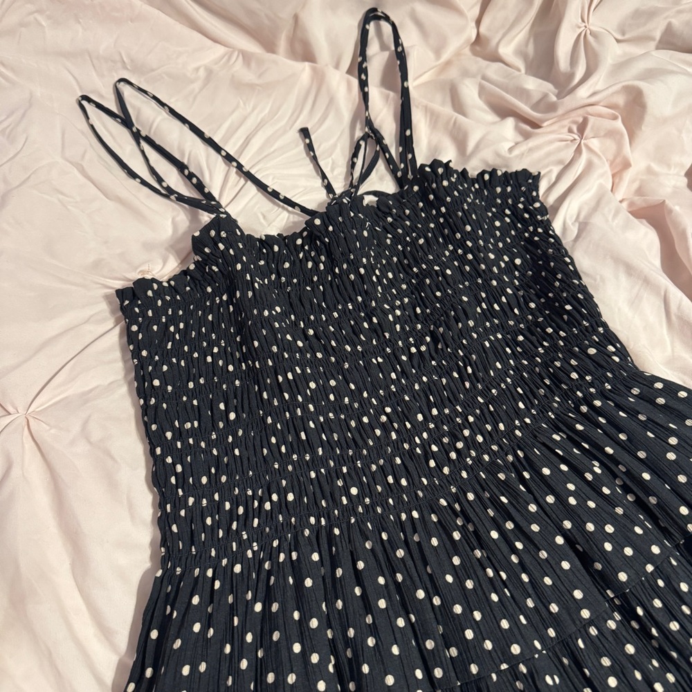 Abercrombie & Fitch Black Polka Dot Smocked Maxi Dress - Picture 4 of 9